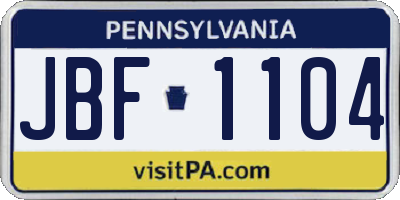 PA license plate JBF1104