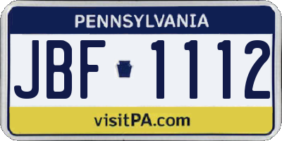 PA license plate JBF1112