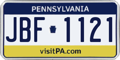 PA license plate JBF1121