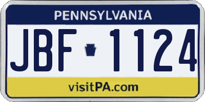 PA license plate JBF1124