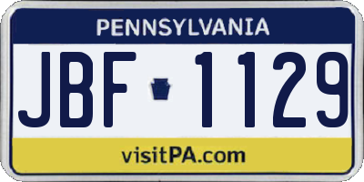 PA license plate JBF1129