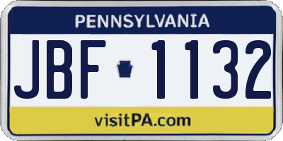 PA license plate JBF1132