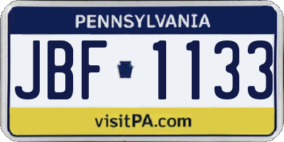 PA license plate JBF1133