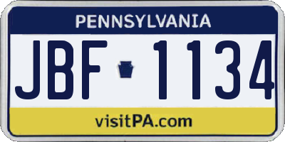 PA license plate JBF1134