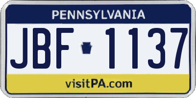 PA license plate JBF1137