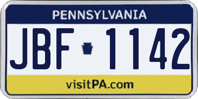 PA license plate JBF1142