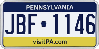 PA license plate JBF1146