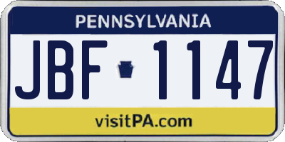 PA license plate JBF1147