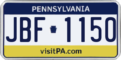 PA license plate JBF1150