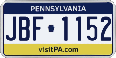 PA license plate JBF1152