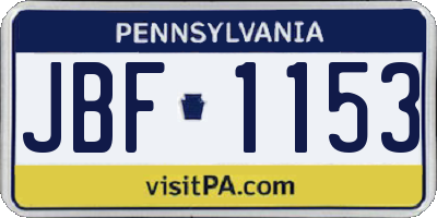 PA license plate JBF1153