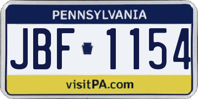 PA license plate JBF1154