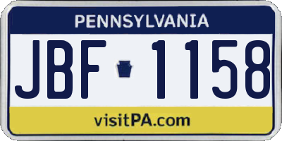 PA license plate JBF1158