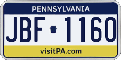 PA license plate JBF1160