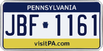 PA license plate JBF1161