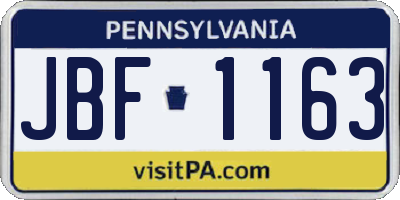 PA license plate JBF1163