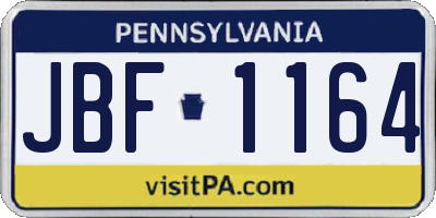 PA license plate JBF1164