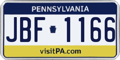 PA license plate JBF1166