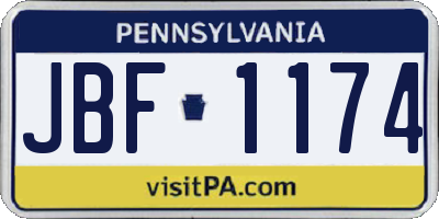 PA license plate JBF1174