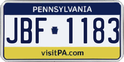 PA license plate JBF1183