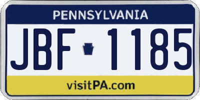 PA license plate JBF1185