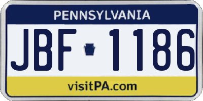 PA license plate JBF1186