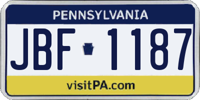 PA license plate JBF1187