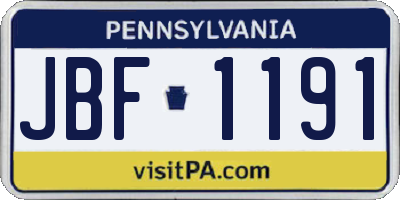 PA license plate JBF1191