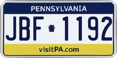 PA license plate JBF1192