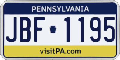 PA license plate JBF1195