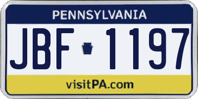 PA license plate JBF1197