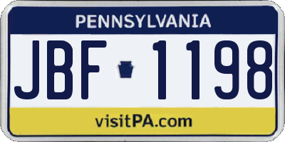 PA license plate JBF1198