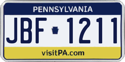 PA license plate JBF1211