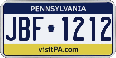 PA license plate JBF1212