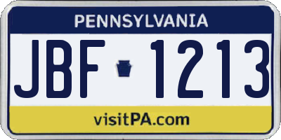 PA license plate JBF1213