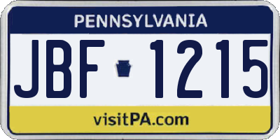 PA license plate JBF1215