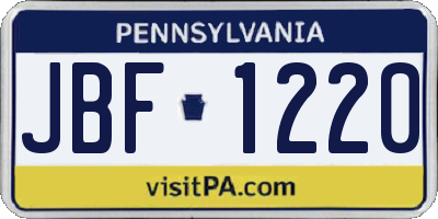 PA license plate JBF1220