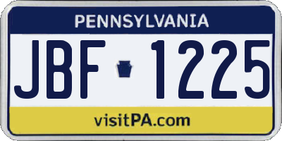 PA license plate JBF1225