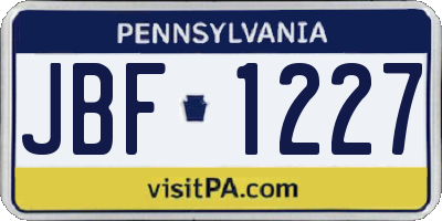 PA license plate JBF1227