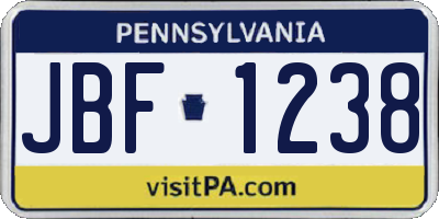 PA license plate JBF1238