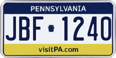 PA license plate JBF1240