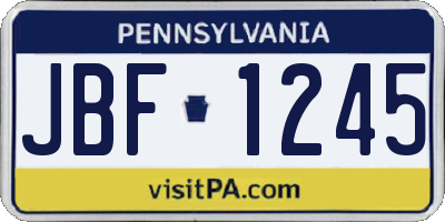 PA license plate JBF1245