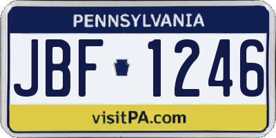 PA license plate JBF1246