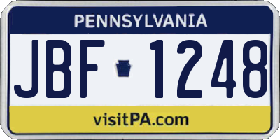 PA license plate JBF1248