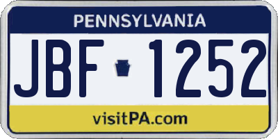 PA license plate JBF1252