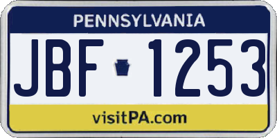 PA license plate JBF1253