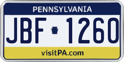 PA license plate JBF1260