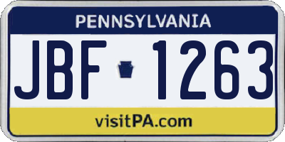 PA license plate JBF1263