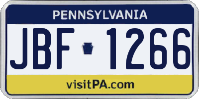 PA license plate JBF1266