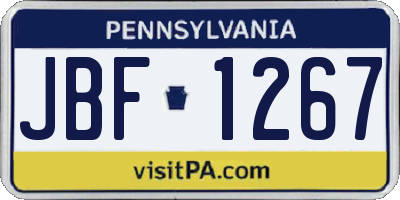 PA license plate JBF1267